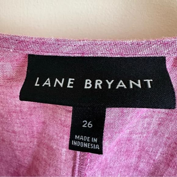 Lane Bryant Size 26 Linen Blend Crossover V Neck Blouse Top Peplum 3/4 Sleeve - Picture 3 of 5